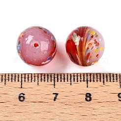 手作りランプワークビーズ  花の丸  ツートン  ファイヤーブリック  12x12~12.5mm  穴：1.2~1.6mm&nbsp;LAMP-T023-02A-02