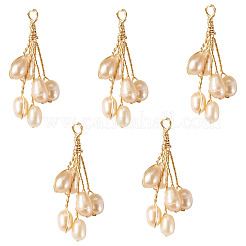 5Pcs Natural Cultured Freshwater Pearl Pendants&nbsp;PALLOY-TAC0322