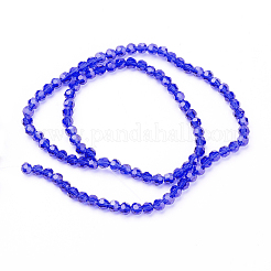 ファセット(32面)ガラスラウンドビーズ連売り  ミックスカラー  4mm  穴：1mm  約88~90個/連  28~30cm&nbsp;EGLA-J042-4mm-M01
