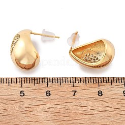 Teardrop Brass Micro Pave Clear Cubic Zirconia Stud Earrings&nbsp;EJEW-K286-07G-02