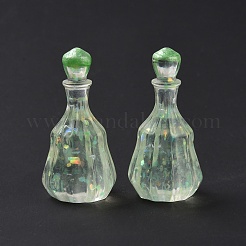ダミーボトル透明レジンカボション  スパンコール  芝生の緑  32x16mm&nbsp;RESI-E025-06A