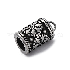 304ステンレスペンダント  コラム  アンティークシルバー  17x9mm  穴：3x3.5mm&nbsp;STAS-D301-08AS-04