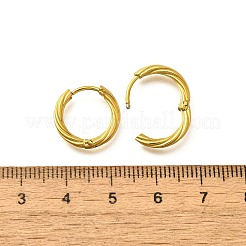 女性用304ステンレスフープピアス  イオンプレーティング（ip）  ツイストリング  14KGP本金メッキ  15x2.5mm&nbsp;EJEW-M068-14G-01