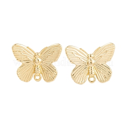 ラックメッキブラススタッドピアス  カドミウムフリー＆鉛フリー  長持ちメッキ  蝶  18KGP本金メッキ  15x19mm  ピン：13mm&nbsp;KK-S374-02G
