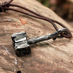 Alloy Viking Hammer Pendant Imitation Leather Cord Necklaces for Men&nbsp;FS-WGE3E04-01