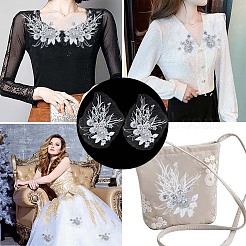 3D Flower Polyester Embroidery Sew on Flower Appliques&nbsp;PATC-WH0008-24A