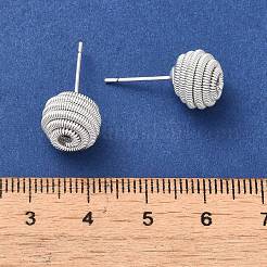 女性用ラックメッキ真鍮スタッドピアス  長持ちメッキ  銀  10mm&nbsp;EJEW-D112-02S