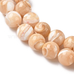 天然海シェルラウンドビーズ連売り  8mm  穴：1mm  約52個/連  15.7インチ&nbsp;SSHEL-M013-8mm-02