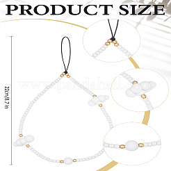 アクリル携帯ストラップ1個  ナイロンコード付き  雲  ホワイト  222mm&nbsp;HJEW-LP0002-03B