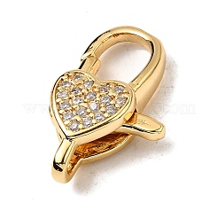 Brass Clear Cubic Zirconia Lobster Claw Clasps&nbsp;KK-Z078-46D-G