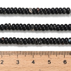 合成インペリアルジャスパービーズ連売り  ロンデル  染め  ブラック  4x2mm  穴：0.9mm  約160~162個/連  14.96~15.16インチ（38~38.5cm）&nbsp;G-Z110-B04-2x4mm-04
