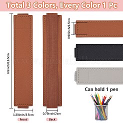 3個 3色イミテーションレザーペンホルダー  伸縮性のあるストラップ付き  長方形  ミックスカラー  16.5x3.5x0.4cm  1pc /カラー&nbsp;ABAG-CP0001-13A