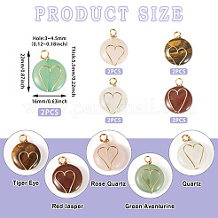 10 Pcs Tiger Eye & Red Jasper & Rose Quartz & Green Aventurine & Quartz Crystal Pendants&nbsp;PALLOY-TA00206