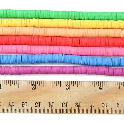 7Strands 7 Colors Flat Round Handmade Polymer Clay Beads&nbsp;CLAY-FS0001-28