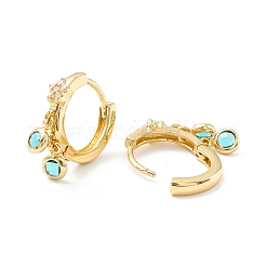 Star Cubic Zirconia Hoop Earrings with Flat Round Drop&nbsp;EJEW-P196-19G-06