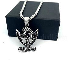 Retro Mythical 304 Stainless Steel Dragon Pendant Necklaces for Men Women&nbsp;XN5499