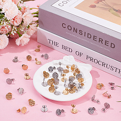 60Pcs 2 Colors Ion Plating(IP) 304 Stainless Steel Stud Earring Findings&nbsp;STAS-ME0001-45
