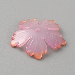 アクリルビーズキャップ  5  - 花びらの花  ゴールドライン入り  ピンク  27x28x5.5mm  穴：1.8mm&nbsp;MACR-TAC0008-04A