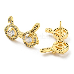 Brass Micro Pave Cubic Zirconia Stud Earrings&nbsp;EJEW-D090-01G