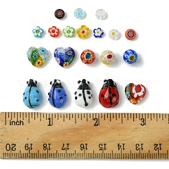 33個の手作りランプワークビーズ  混合図形  4~15x6~10x2.6~8mm  穴：1~1.2mm&nbsp;LAMP-FS0001-12