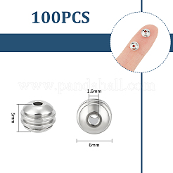 100Pcs 201 Stainless Steel Grooved Beads&nbsp;STAS-UN0054-90