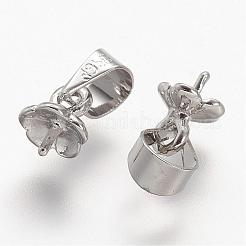 ラックメッキ真鍮ペグベールペンダント  片穴パーツ用  長持ちメッキ  プラチナ  7.5~9.5x5mm  穴：4x5mm  ピン：0.6mm&nbsp;KK-A142-011P