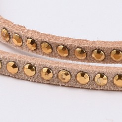 リベットスエード調コード  フェイクレース  アルミニウム  バリーウッド  3x2mm  約20ヤード/ロール&nbsp;LW-M002-03