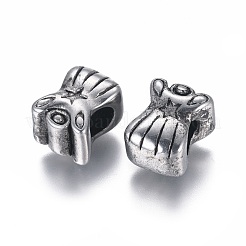 304ステンレススチールヨーロピアンビーズ  大穴ビーズ  アンティークシルバー  13x10x8.5mm  穴：4.5~5mm&nbsp;STAS-I121-10AS