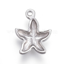 変色しにくい304ステンレススチールペンダント  ヒトデ/海星  ステンレス鋼色  20x15x4mm  穴：1.8mm&nbsp;STAS-I117-07P