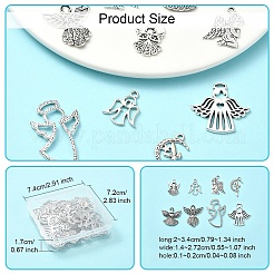 50Pcs 8 Styles Tibetan Style Alloy Moon with Fairy Pendants&nbsp;FIND-YW0005-15