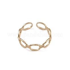 イオンプレーティング（IP）304ステンレススチール製中空楕円形オープンカフリング（女性用）  14KGP本金メッキ  usサイズ8 1/2(18.5mm)&nbsp;RJEW-G285-01G