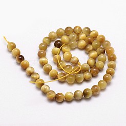 天然石タイガーアイビーズ連売り  染め＆加熱  ラウンド  ゴールド  8mm  穴：1mm  約44個/連  14.9インチ〜15.1インチ&nbsp;LS-G-D840-54-8mm-03