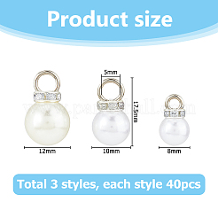 120Pcs 3 Styles ABS Plastic Imitation Pearl Pendants&nbsp;KY-HS0004-09