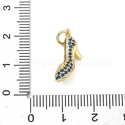 真鍮製マイクロパヴェキュービックジルコニアペンダント  ハイヒールの靴のチャーム  ゴールドカラー  10x18x6mm  丸カン：5x1ミリ  内径：3mm&nbsp;KK-K417-18G