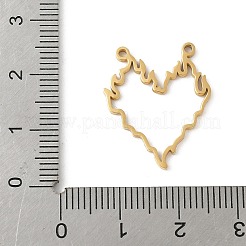 304ステンレスペンダント  ハート  ゴールドカラー  22.5x18.5x1.5mm  穴：1.3mm&nbsp;LS-STAS-G355-10G