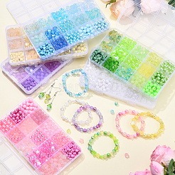 Diyジュエリーファインディングキット  アクリルビーズ入り  チャームとビーズのキャップ  グリーン  476個/セット&nbsp;DIY-YW0016-12A