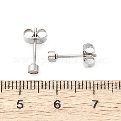 304ステンレススチールスタッドピアス金具  ピアスキャッチとカン付き  ステンレス鋼色  3x13mm  穴：2.5mm  ピン：0.8mm&nbsp;STAS-V003-09P-02