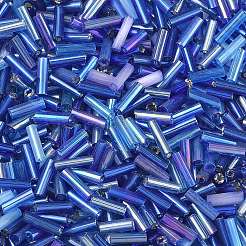 ガラスラウンドラッパビーズ  混合スタイル  ブルー  5~7x2mm  穴：0.6~1mm  約16199個/ポンド&nbsp;SEED-XCP0001-47F