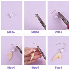 DIY人魚の尾の形のイヤリング作成キット  アクリルパーツなど、  真鍮チェーン  プラスチックパールビーズ＆イヤーナット  ステンレス ピアス フック & ペンダント & スタッド イヤリング  ミックスカラー&nbsp;DIY-SZ0009-63