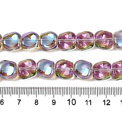 電気メッキガラスビーズセット  パール光沢メッキ  正方形  蘭  10.5x10.5~11x6.5mm  穴：1mm  約59~60個/連  25.12~25.59インチ（63.8~65cm）&nbsp;X-EGLA-N012-07S