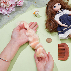 人形作り用のモヘアカーリーウィッグ  桃パフ  200~240mm&nbsp;DIY-WH0750-117B
