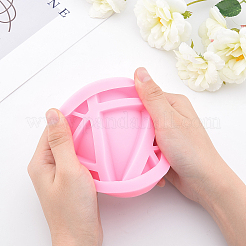 丸型携帯電話スタンドのDIYシリコン型キット  プラスチック製の丸い攪拌棒を含む  プラスチックピペット  ラテックス指サック  シリコーン攪拌ボウル  ショッキングピンク  104x18mm  内径：80mm  2pc&nbsp;DIY-OC0003-44