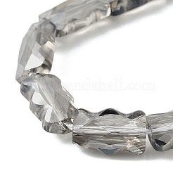 電気メッキガラスビーズセット  長方形  パール光沢メッキ  多面カット  グレー  12.5x8x5.5mm  穴：1.2mm  約32個/連  15.98インチ（40.6cm）&nbsp;EGLA-L045-F-PL03