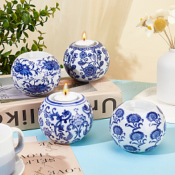 4Pcs 4 Styles Handmade Porcelain Candle Holders&nbsp;DJEW-OC0013-87