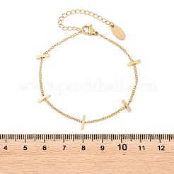 304ステンレススチールリンクブレスレット  女性用キューバンチェーンブレスレット  長方形  イオンプレーティング（ip）  長持ちメッキ  ゴールドカラー  6.30インチ（16cm）&nbsp;BJEW-D460-09G