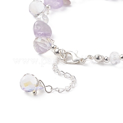 Natural Lavender Amethyst Chips & Glass Teardrop Beaded Bracelet&nbsp;BJEW-TA00170