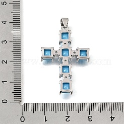 Brass Micro Pave Light Sky Blue Cubic Zirconia Pendants&nbsp;CU-CBAEEA8-20P