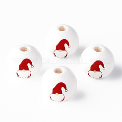 Painted Natural Wood Round Beads&nbsp;WOOD-N006-184