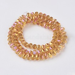 電気メッキガラスビーズセット  多面カット  ロンデル  フル虹メッキ  オレンジ  6x4.5mm  穴：1mm  約98個/連  17.3インチ（44cm）&nbsp;EGLA-L012-B-FR01