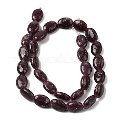 天然レピドライト/パープルマイカストーンビーズ連売り  オーバル  14x10x5~6mm  穴：0.7~8mm  約30個/連  16.18''（41.1センチメートル）&nbsp;G-B167-B01-10x14mm